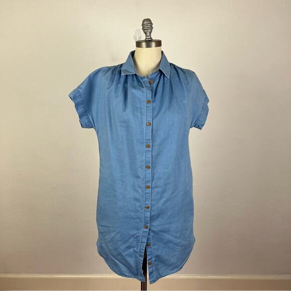 Madewell Chambray Button Down Shirt Dress - Picture 1 of 7